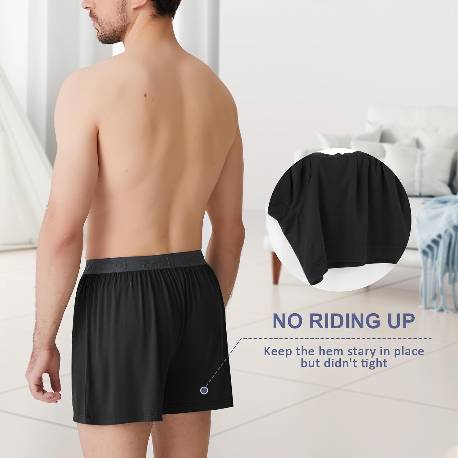 Bamboo Cool Mens Boxer Shorts Underwear Soft Comfortable Breathable Knit Boxers Short For Men (3 Or 5 Pack)