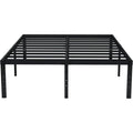 Emoda Queen Bed Frame No Box Spring Needed 18 Inch Heavy Duty Metal Tall Platform Bed Frame Queen Size With Large Storage Space, Easy Assembly, Black