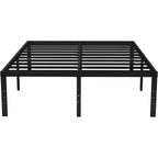 Emoda Queen Bed Frame No Box Spring Needed 18 Inch Heavy Duty Metal Tall Platform Bed Frame Queen Size With Large Storage Space, Easy Assembly, Black