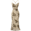 Soly Hux Women'S Floral Mesh Bodycon Cami Dress Cowl Neck Sleeveless Cocktail Party Wedding Guest Long Maxi Dresses