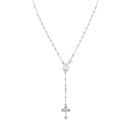 Miabella Italian 925 Sterling Silver or 18K Gold Plated Rosary Bead Cross Y Necklace Chain for Women