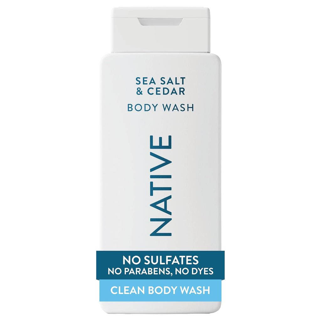 Native Sea Salt & Cedar Scent 24-Hr Refreshing Clean Body Wash For Men & Women, For All Skin Types Incl. Sensitive, Leaves Skin Feeling Clean & Soft, Free Of Phthalates, Sulfates & Parabens, 18 Oz