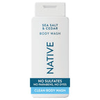 Native Sea Salt & Cedar Scent 24-Hr Refreshing Clean Body Wash For Men & Women, For All Skin Types Incl. Sensitive, Leaves Skin Feeling Clean & Soft, Free Of Phthalates, Sulfates & Parabens, 18 Oz