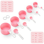 Measuring Cups And Spoons Set, 10 Pieces Stackable Measure Tools With Stainless Steel Handles, Kitchen Gadgets For Cooking & Baking (Pink)