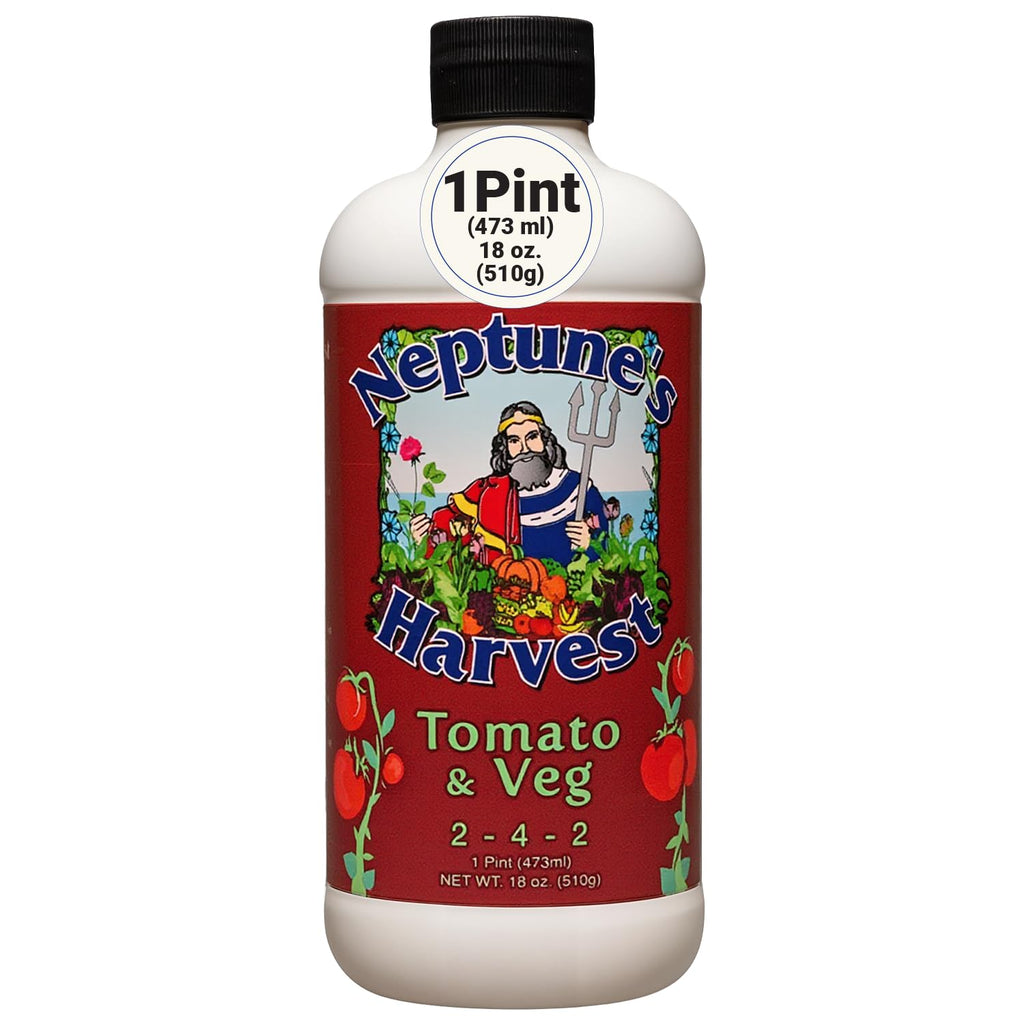 Neptune’S Harvest Organic Tomato & Vegetable Plant Fertilizer (2-4-2) - Liquid Plant Food W/Fresh Fish, Seaweed, Molasses, Yucca Extract, & Humic Acids - For Vegetable Garden (Pint)