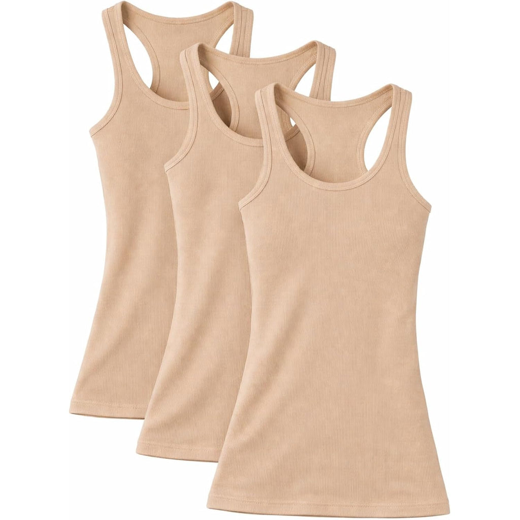 Zenana Women's Stretchy Ribbed Knit Racerback Tank 3-Pack