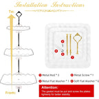 DAFURIET Dessert Cupcake Stand, 3 Tier Cup Cake Holder Tower for Tea Party/Birthday/Wedding, Plastic Tiered Serving Tray with Metal Rod, White