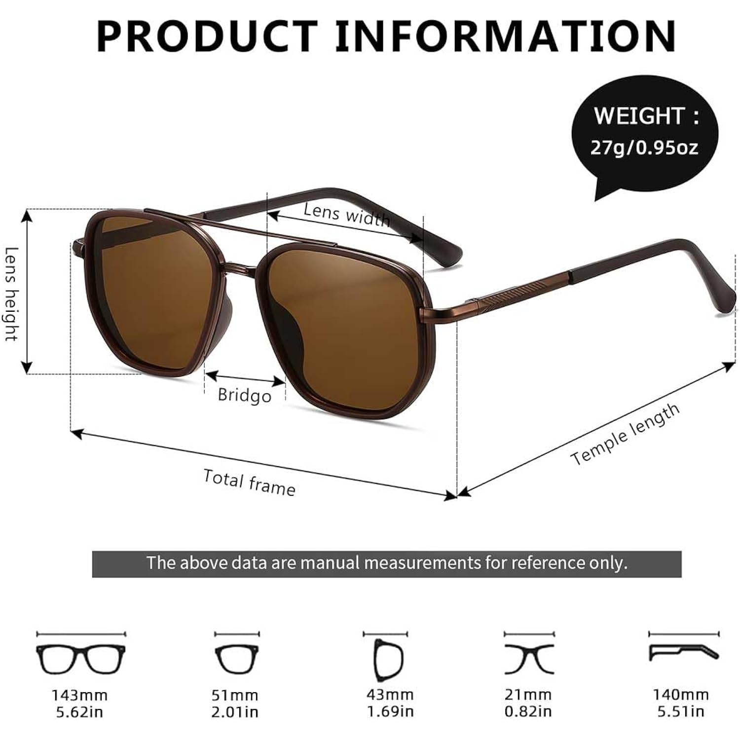kimorn Tangle Free Polarized Aviator Sunglasses for Women Retro Square Metal Frame, UV400 Protection, Driving & Beach Shades Coffee Brown