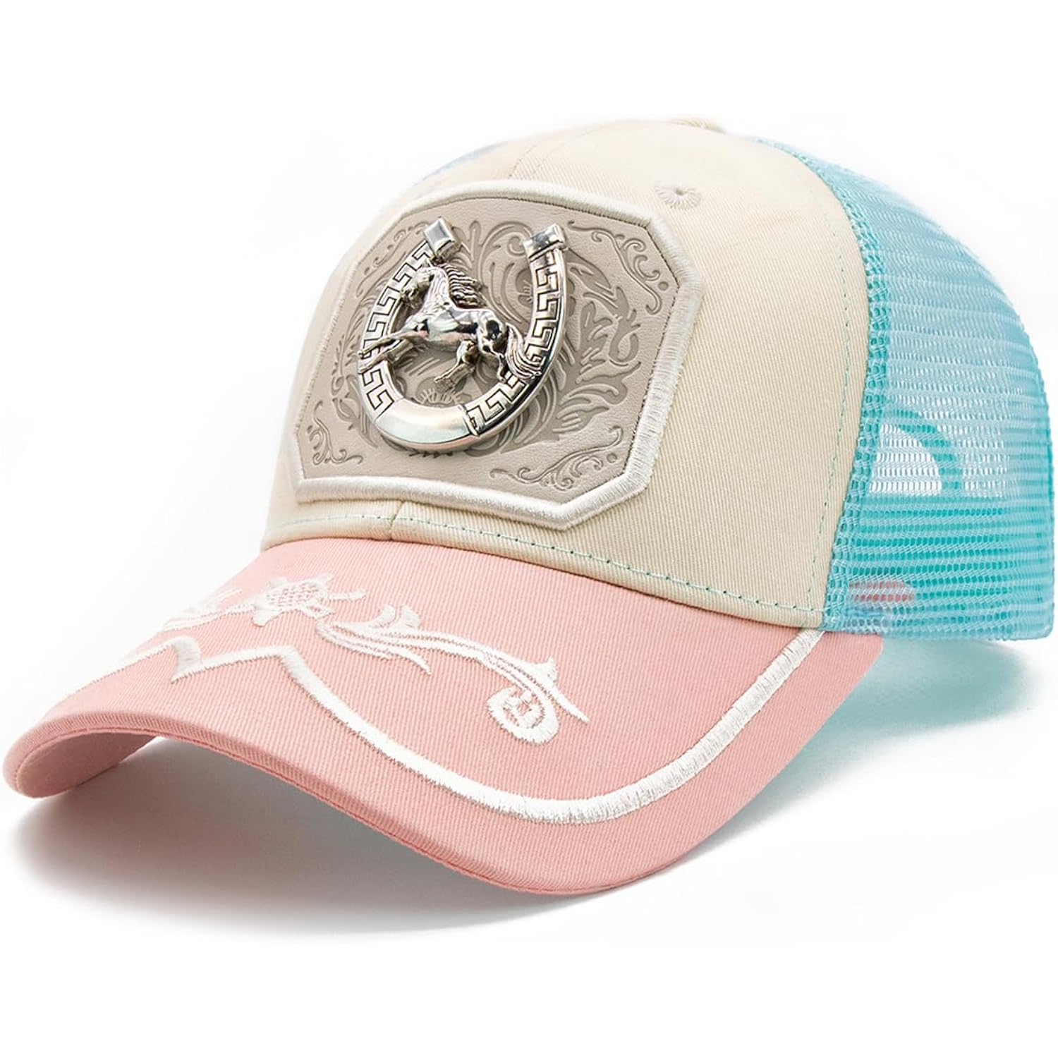TOPACC Cowboy Trucker Hat for Women Cowgirl Western Country Hat Cute Baseball Cap for Rodeo Outfit B Pink