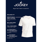 Jockey Big & Tall Classic V-Neck Undershirt- 6 Pack - 100% Cotton T-Shirts For Men