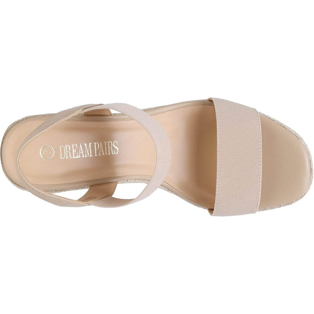 Dream Pairs Womens Open Toe Espadrilles Dressy Platform Sandals Slip On Elastic Ankle Strap Wedges Sandals