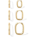 PAVOI 18K Gold Plated 925 Sterling Silver Posts Small Hoop Earrings for Women - Trendy Geometric Plain Chunky Huggie Earscape Piercing Pack - Hypoallergenic Everyday Gold Hoop Earrings Set