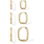 PAVOI 18K Gold Plated 925 Sterling Silver Posts Small Hoop Earrings for Women - Trendy Geometric Plain Chunky Huggie Earscape Piercing Pack - Hypoallergenic Everyday Gold Hoop Earrings Set