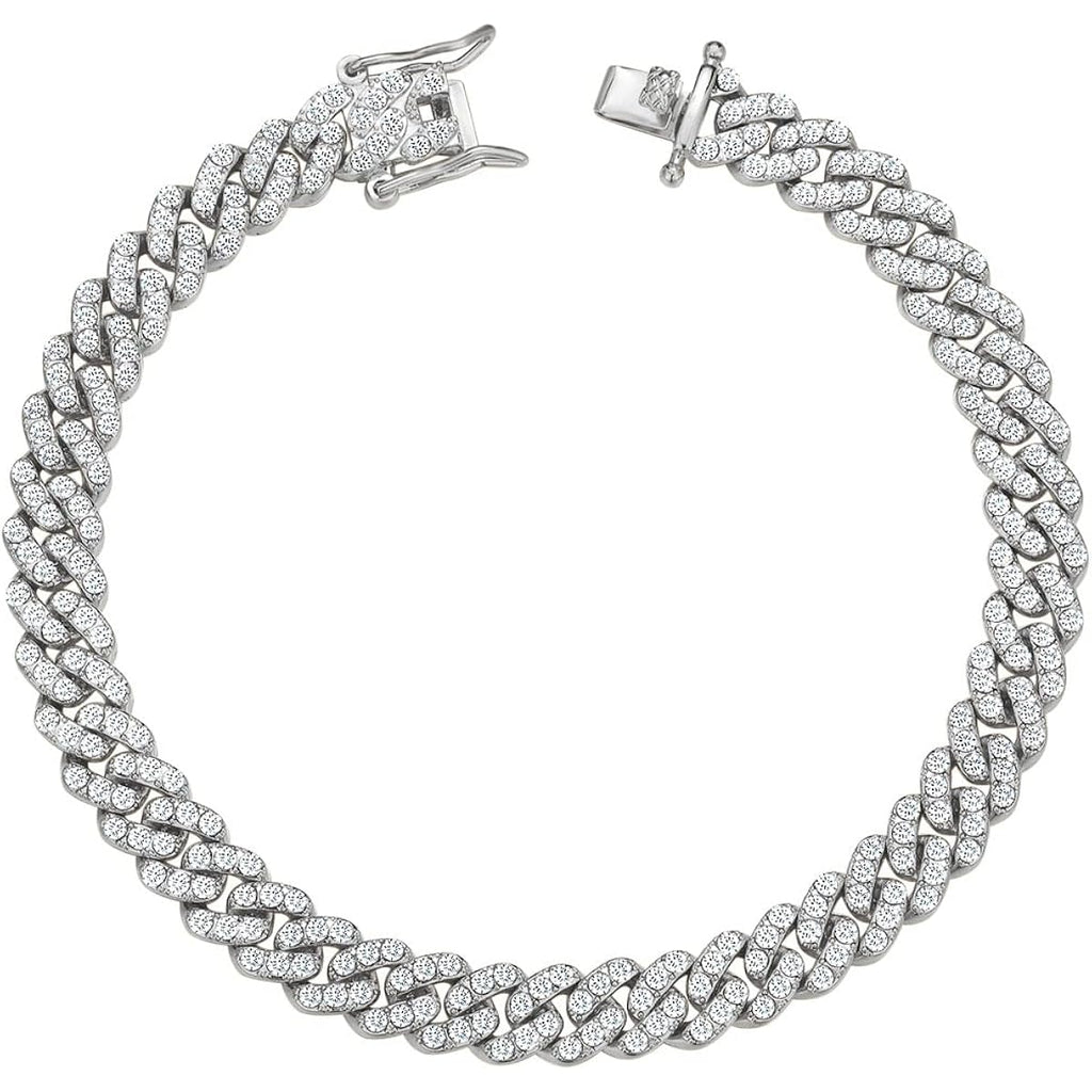 Cuban Link Anklets for Women Plus Size Large Ankle Bracelets Gold Silver Rhinestone Diamond Bling Anklets Women 9 10 inch