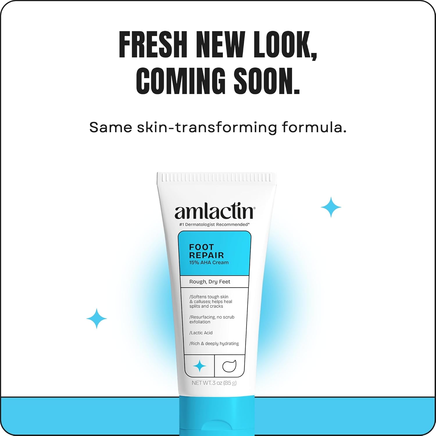 AmLactin Foot Repair Cream - Therapeutic Foot Cream for Dry Cracked Heels and Feet - Callus Softener - No-Scrub Exfoliator and Moisturizer with 15% Lactic Acid AHA - 3 oz (Packaging May Vary)