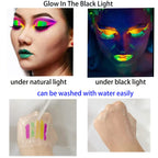 12 Pcs Glow Face Body Paint, Glow In The Dark Under Uv Black Light Sticks Makeup Neon Face Painting Kits For Adult Halloween Festival Accessory Glow Party Supplies