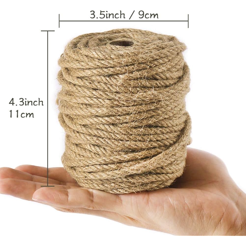 Tenn Well 5Mm Jute Rope, 100 Feet 4Ply Twisted Heavy Duty And Thick | Twine Rope For Gardening, Crafting, Bundling, Cat Scratching Post, Home Decor, Christmas Decorations