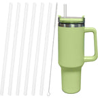Replacement Straw Compatible With Stanley 40 Oz 30 Oz Cup Tumbler, 6 Pack Reusable Straws For Stanley 40 Oz Tumbler With Handle, Straws With Cleaning Brush For Stanley Accessories, Plastic, Clear