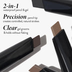 Laura Geller New York Sculpt-N-Stay 2-In-1 Waterproof Eyebrow Pencil & Brow Gel – Dark Brown – Fills Sparse Brows, Defines & Sets – Smudge-Proof, Long-Lasting, Natural Finish