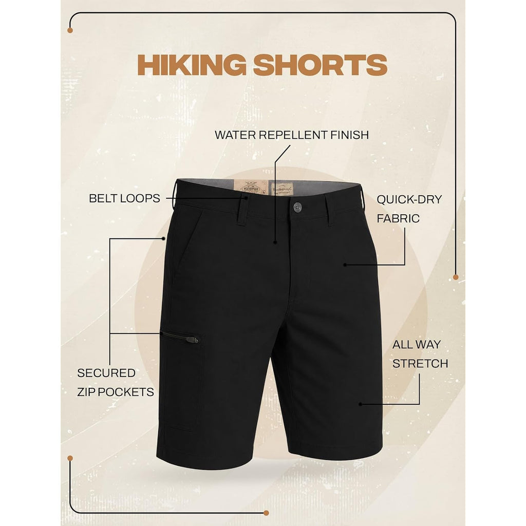 Weatherproof Vintage Mens Hiking Shorts, Quick Dry Lightweight Stretch Casual Shorts With Zipper Pockets