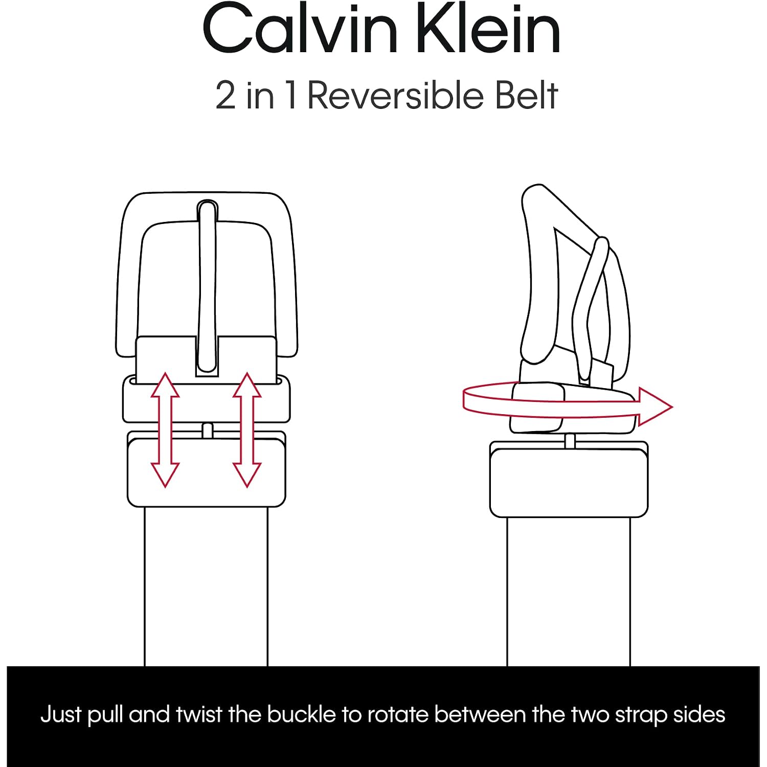 Calvin Klein Men’S Reversible Leather Belt - 2‑In‑1 Versatile Modern Style