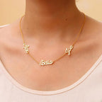 Ajiangwu Mothers Day Necklace Gifts for Mom,18K Gold Plated Name Necklace Personalized,Multiple Custom Name Necklace kids Names Customized Choker Necklace for Women