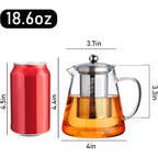 PARACITY Glass Teapot Stovetop 18.6 OZ, Borosilicate Clear Tea Kettle with Removable 18/8 Stainless Steel Infuser, Teapot Blooming and Loose Leaf Tea Maker Tea Brewer for Camping, Travel (550ML)