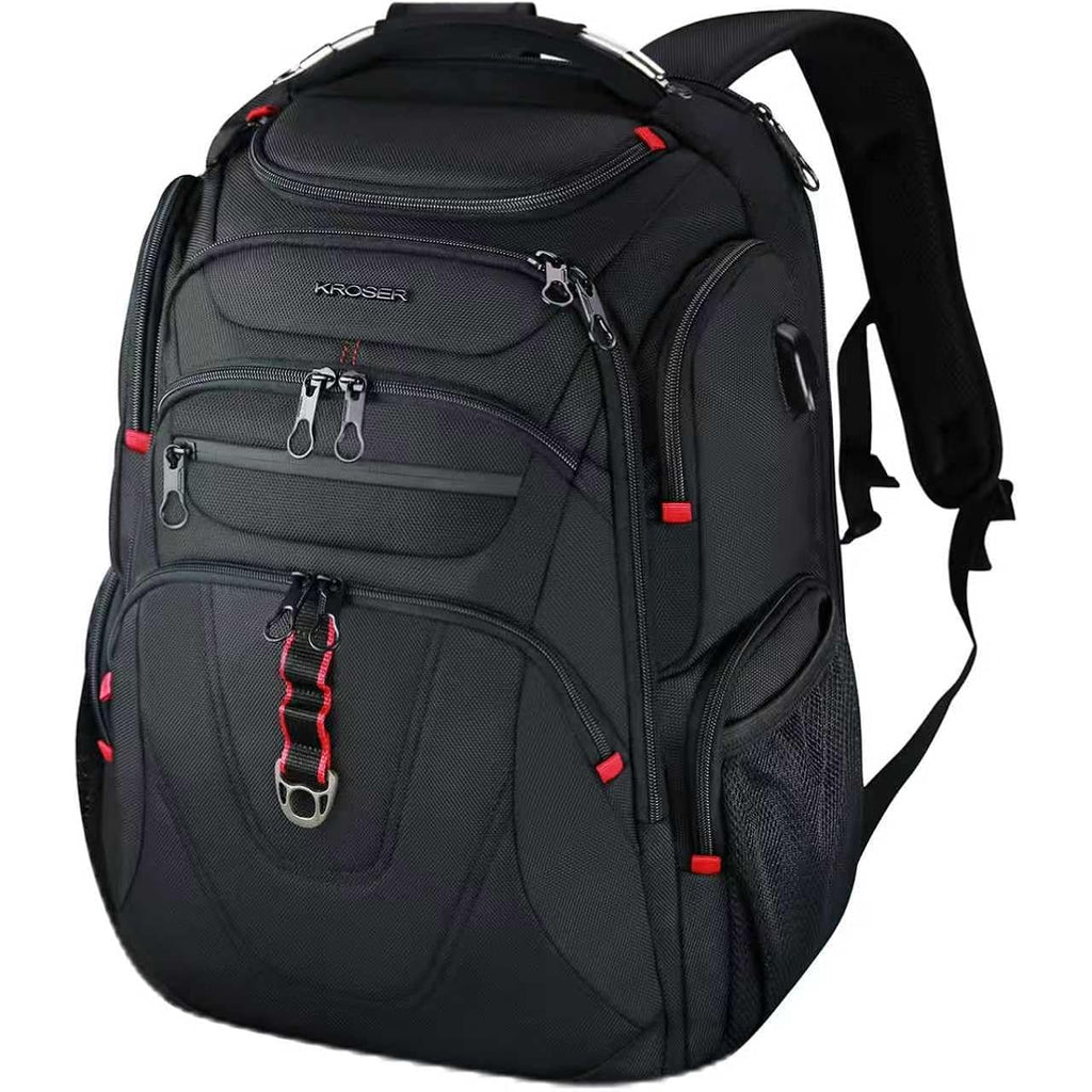 Kroser Tsa Friendly Travel Laptop Backpack 17.3 Inch Xl Computer Backpack Water-Repellent College Daypack Business Backpack With Rfid Pockets & Usb Port For Men/Women-Black