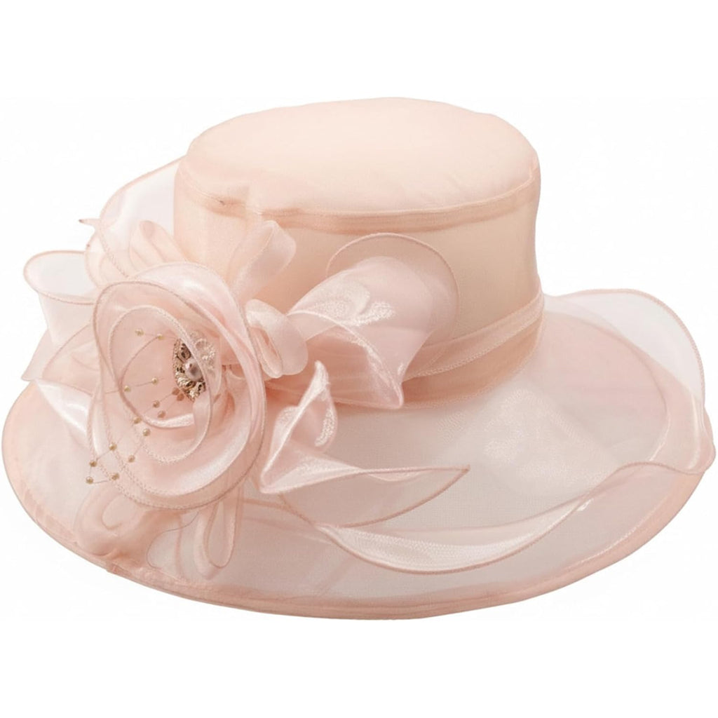 Dreshow Women Organza Hat Church Cap Hats Clearance Kentucky Derby Cocktail Tea Party Wedding Flower Hat With Wide Brim