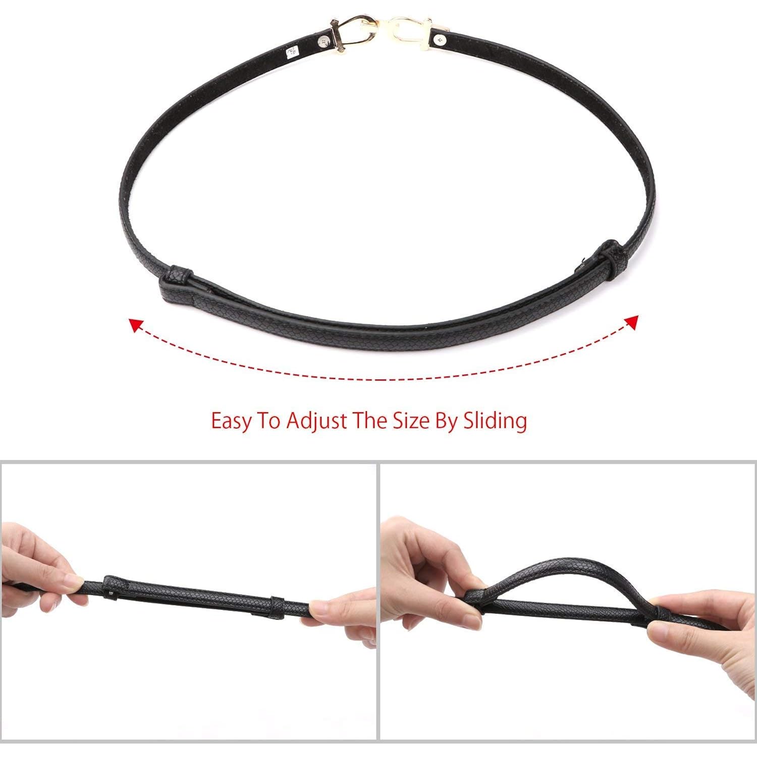 JASGOOD Leather Skinny Belts for Women Plus Size Ladies Thin Waist Belts Adjustable for Jeans Pants Dresses with Gold Buckle