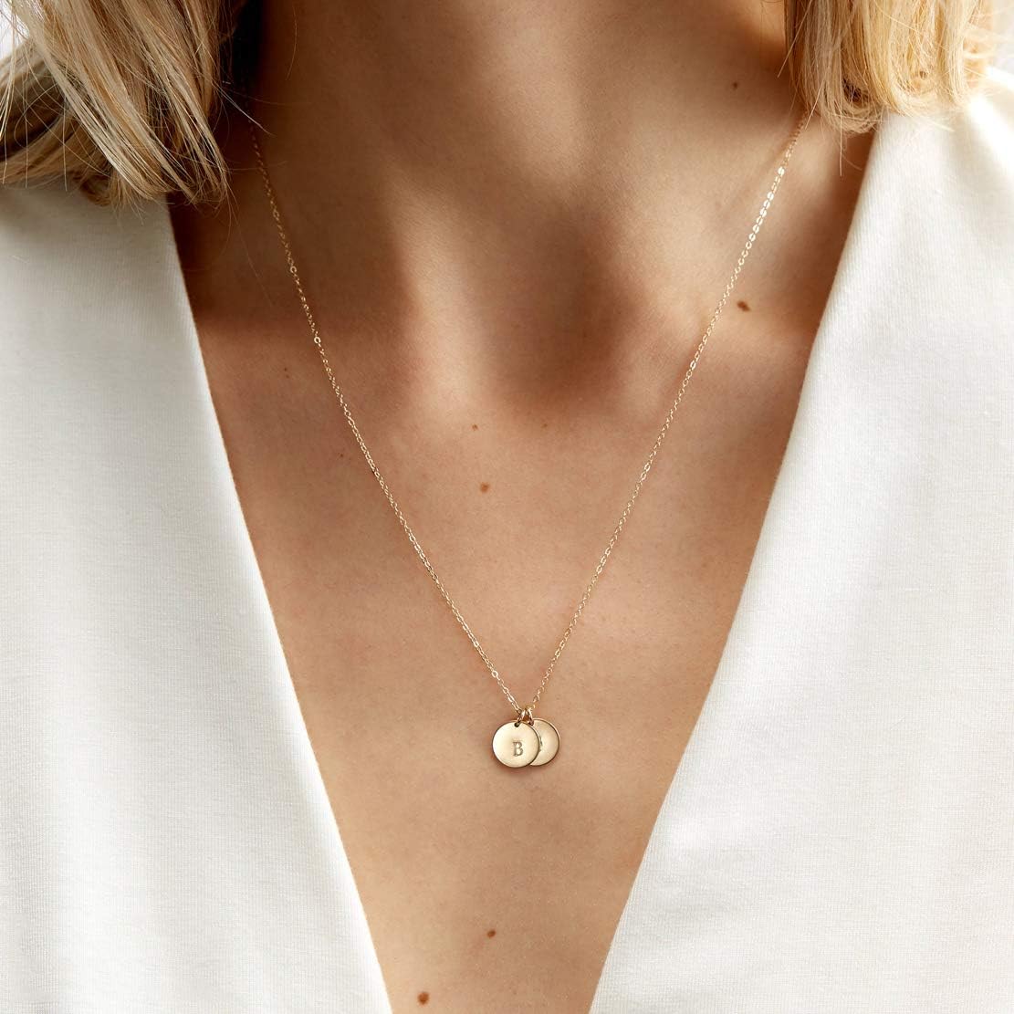 Endless Story Initial Necklaces for Women, Sterling Silver, 14K Gold Filled Custom Dainty Letter Necklace, Initial Necklace, 9mm Disc Pendant, Mom Necklace, Gift for Mom, Daughter, Grandma