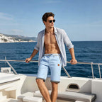 Justsun Mens Shorts Casual Classic Fit Cotton Summer Beach Shorts With Elastic Waist And Pockets
