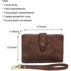AOXONEL Women's Small Bifold Leather wallet Rfid blocking Ladies Wristlet with Card holder id window Coin Purse