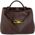 Minimalist Luxury Top Grain Leather Tote Bag,Designer Style, Woven Shoulder Strap Bow Metal Hardware Annual New