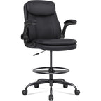 Misolant Drafting Chair, Tall Office Chair For Standing Desk, High Leather Executive Office Chair With Adjustable Height And Flip-Up Armrest For Counter Height Desk