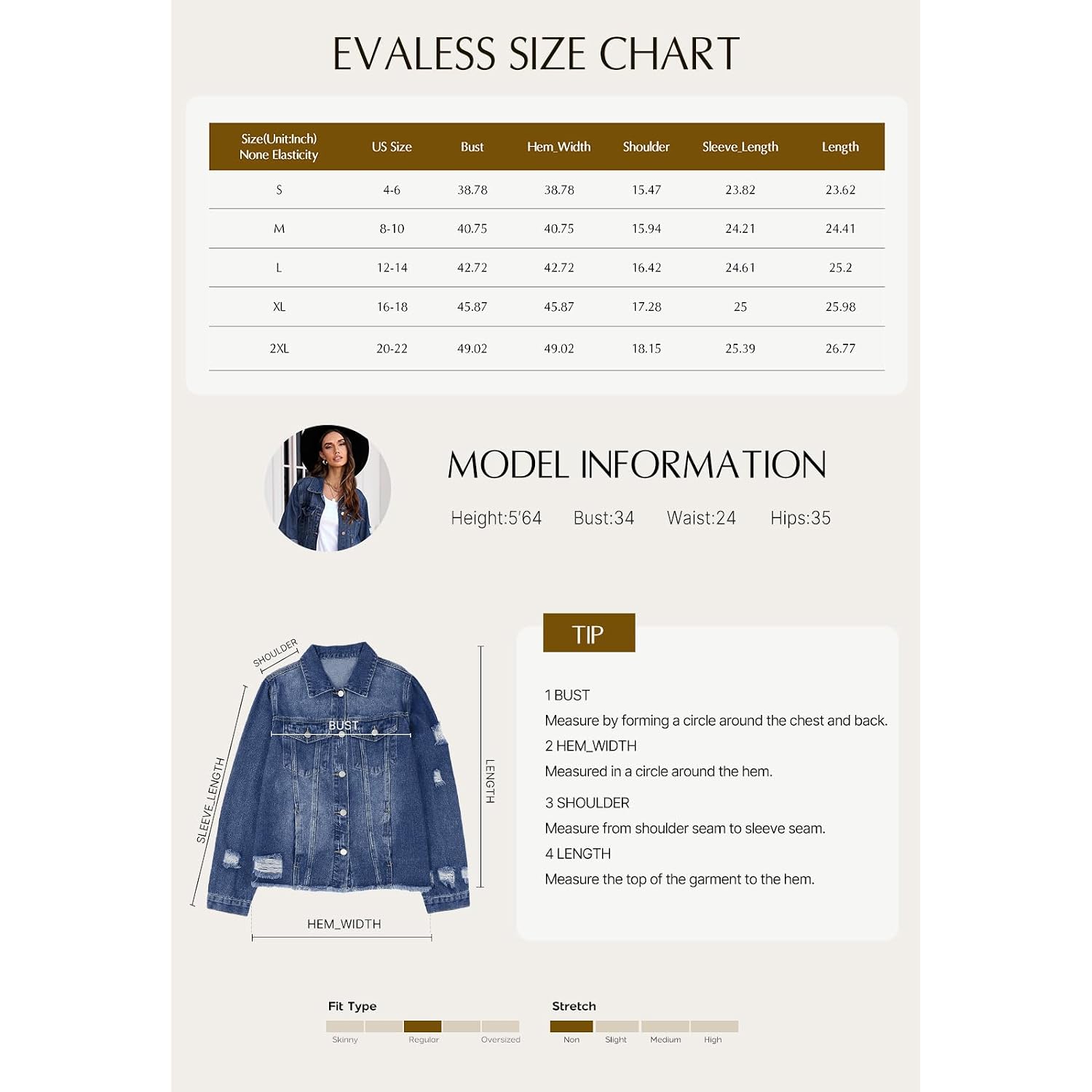 Evaless Womens Boyfriend Washed Crop Denim Jean Jacket Coat