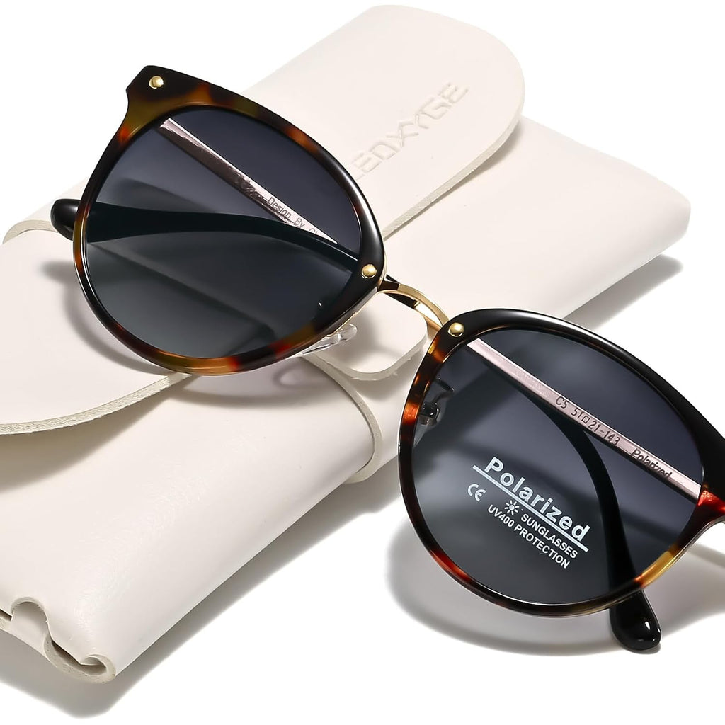 Polarized Sunglasses Womens Elegant UV400 Protection Black Classic Metal Style Ultralight Shades For Driving Polarized Gradient Gray & Amber Frame