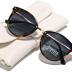 Polarized Sunglasses Womens Elegant UV400 Protection Black Classic Metal Style Ultralight Shades For Driving Polarized Gradient Gray & Amber Frame
