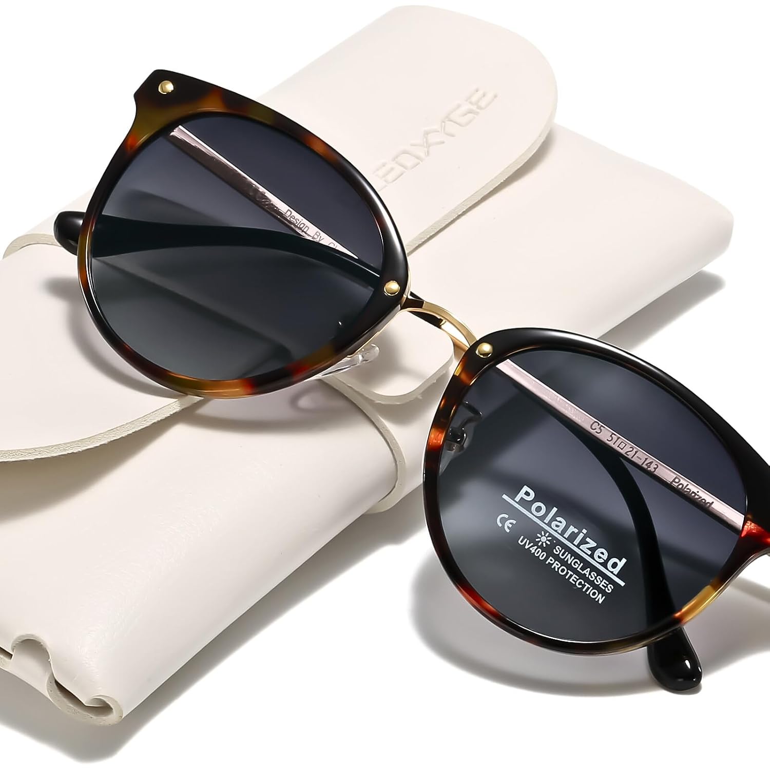 Polarized Sunglasses Womens Elegant UV400 Protection Black Classic Metal Style Ultralight Shades For Driving Polarized Gradient Gray & Amber Frame