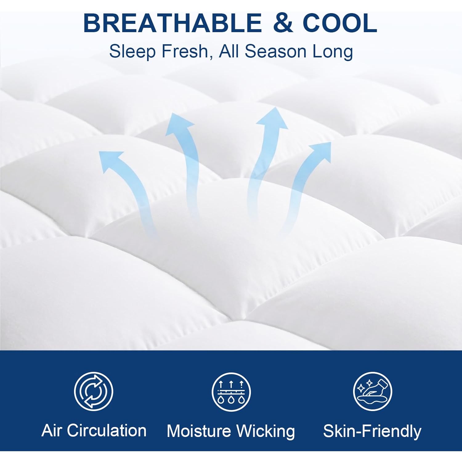 Queen Mattress Topper, Extra Thick Pillow Top Mattress Pad For Back Pain Relief, Cooling Bed Topper Mattress Cover With 8-21 Inch Deep Pocket