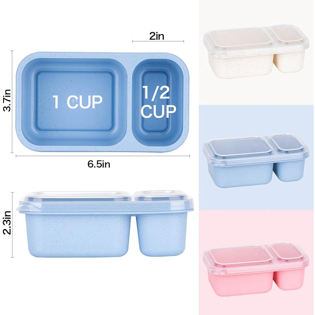 Dosewart 2-Compartment Reusable Snack Containers With Lids, Wheat Straw Reusable Snack Packs For Food Storage Meal Prep On-The-Go Snacking(3Pack)