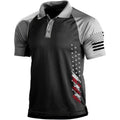 Men'S Polo Shirt Short Sleeve Quick Dry American Flag Print Graphic Split Color Golf Shirt For Sport