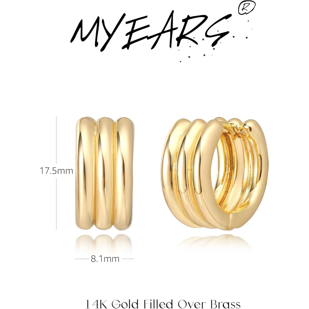 MYEARS Women Earrings Gold Huggie Hoop 14K Small Simple Hypoallergenic Everyday Jewelry