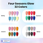 Beetles Gel Nail Polish Kit with U V Light -54 Pcs Gel Nail Kit Four Seasons Glow 32 Colors Set with Base Matte & Glossy Top Coat Soak Off Home Salon Nails DIY Manicure Gifts for Women Teen Girls
