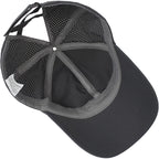 HGGE Womens Criss Cross Ponytail Baseball Cap High Messy Bun Ponycap Trucker Hat Quick Drying Mesh Dad Hat for Outdoor Sports Dark Grey