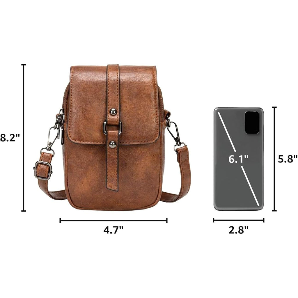 Vintage Crossbody Phone Bag For Women, Small Pu Leather Shoulder Purse And Handbag