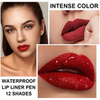 12 Colors Lip Liner Set, Matte Finish Series Lip Liners Pen Kit For Women, Long Lasting Waterproof Smooth High Pigmented Lip Pencil For Daily Makeup (Set A)