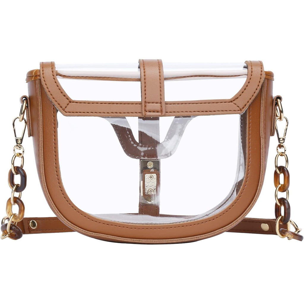 KKXIU Clear Crossbody Bag for Women Stadium Approved Vegan Leather Concert Shoulder Sports See-Through Purse | Stadium Approved, Concert, Sports, See-Through