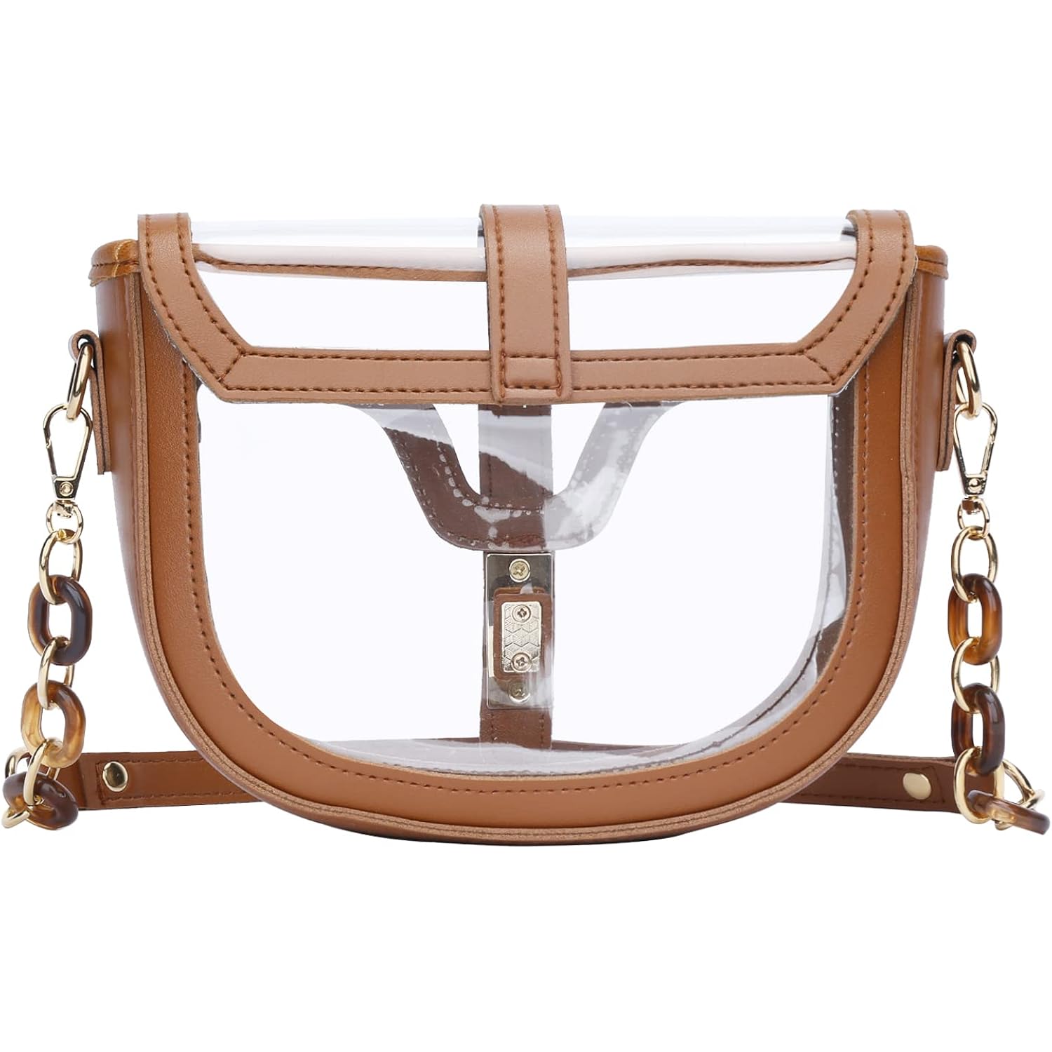 KKXIU Clear Crossbody Bag for Women Stadium Approved Vegan Leather Concert Shoulder Sports See-Through Purse | Stadium Approved, Concert, Sports, See-Through