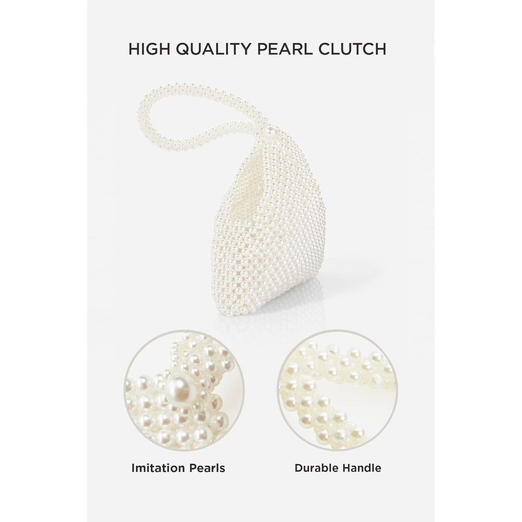 BABEYOND Pearl Clutch Purse Evening Bags for Women Elegant Triangle Purse for Wedding Bride Party Prom